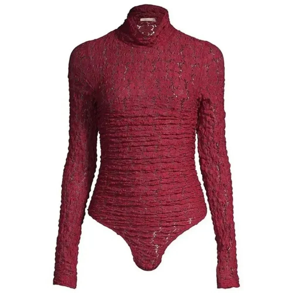 NWOT Free People |  Wo Day & Night Lace Long Sleeve Bodysuit Holly‎ Berry S